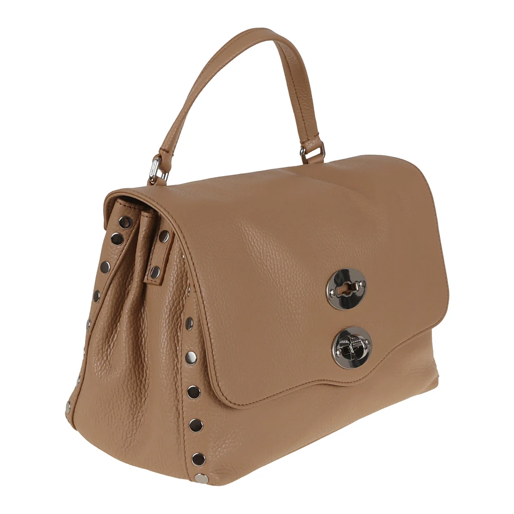 Zanellato Bruine Schoudertas met Zilveren Studs Brown Dames
