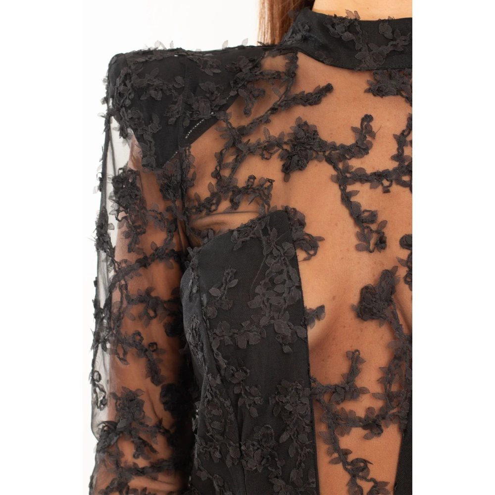 Babylon Quilted Petals Sheer Top Dress Black Dames