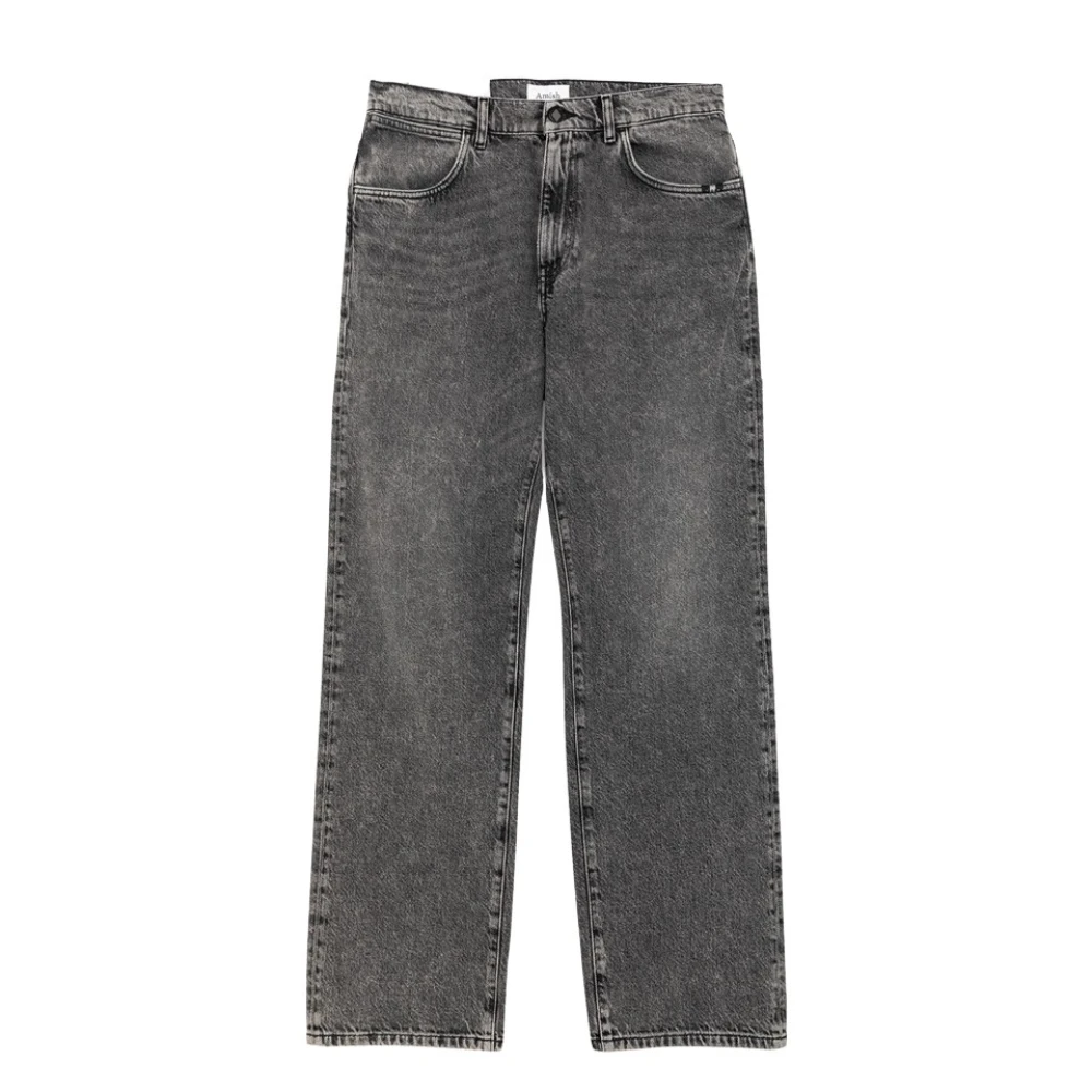 Amish Rinse-Wash Denim Straight Fit Jeans Gray Heren