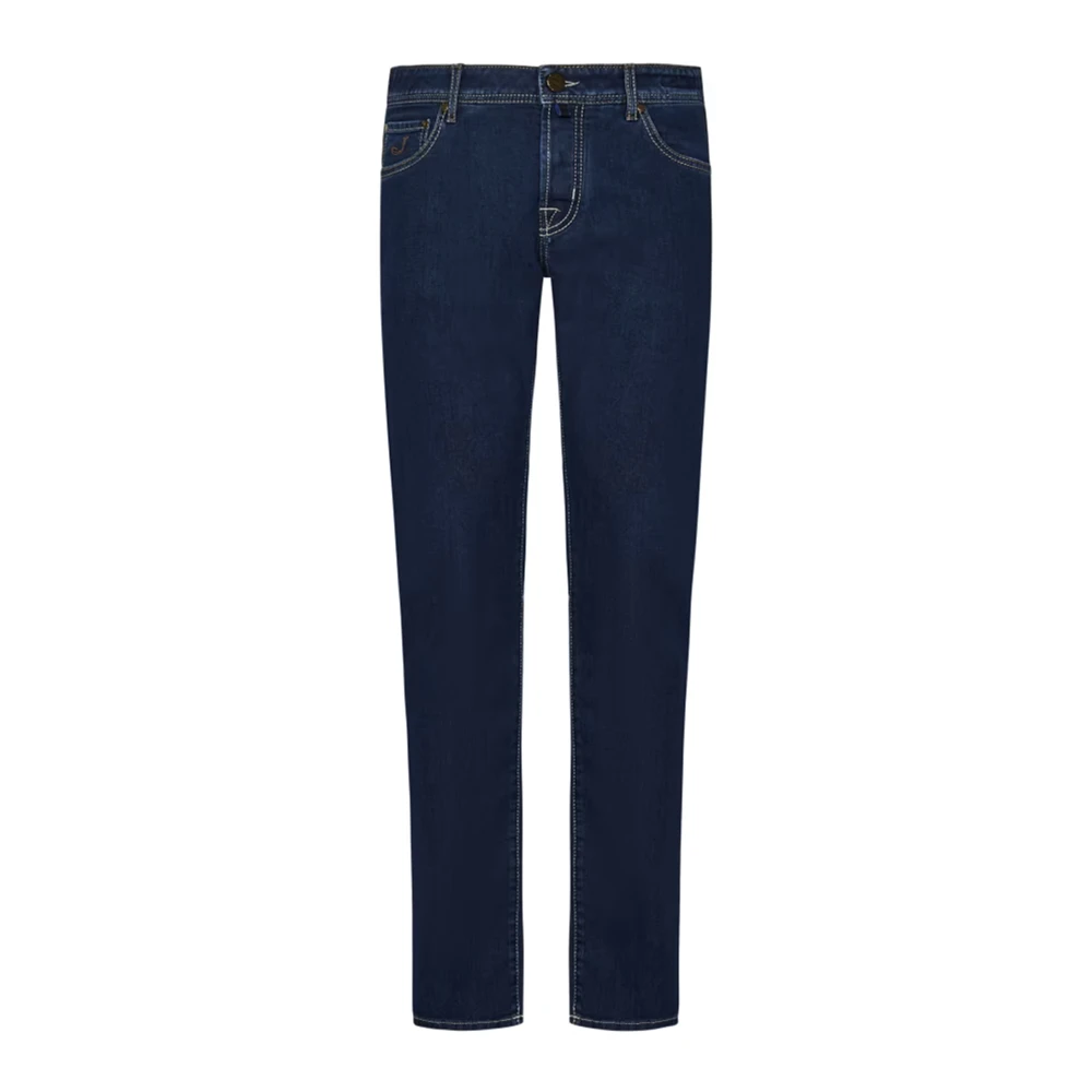 Jacob Cohën Blauwe Katoenen Jeans Broek met Geborduurd Logo Blue Heren