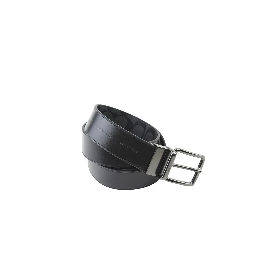 Coach Black Belts, Male, One Size, Boxed Harness Plaque Reversible Belt