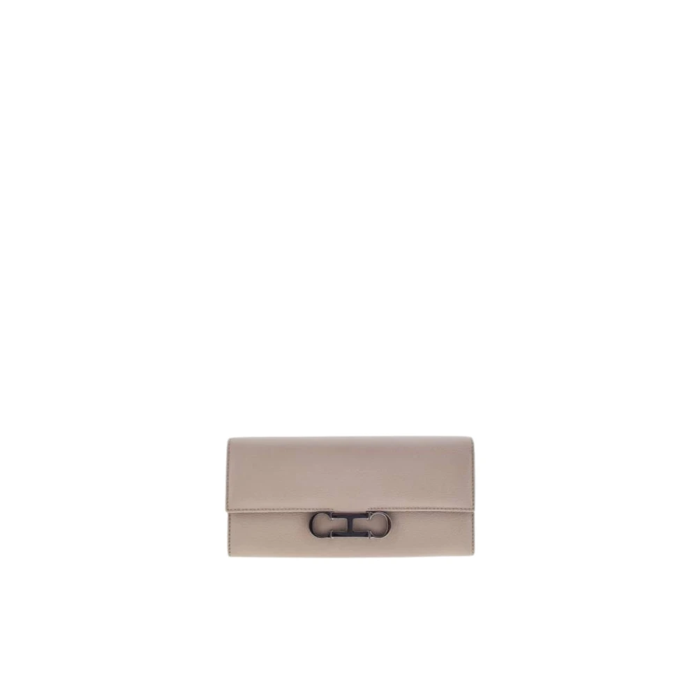 Carolina Herrera Insignia Trench Leren Portemonnee Beige Dames