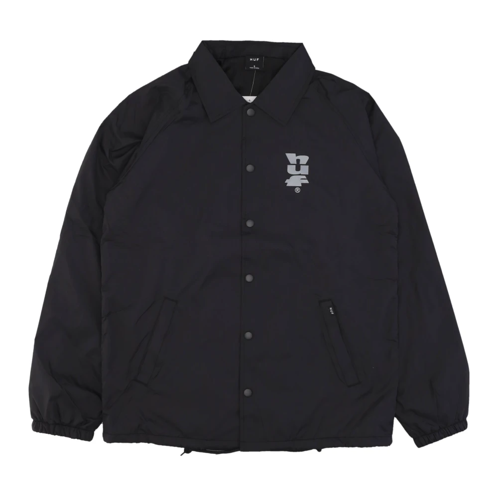 Huf Men's Black Nylon Coach Jacket Megablast - Light Jackets - S - Jackets