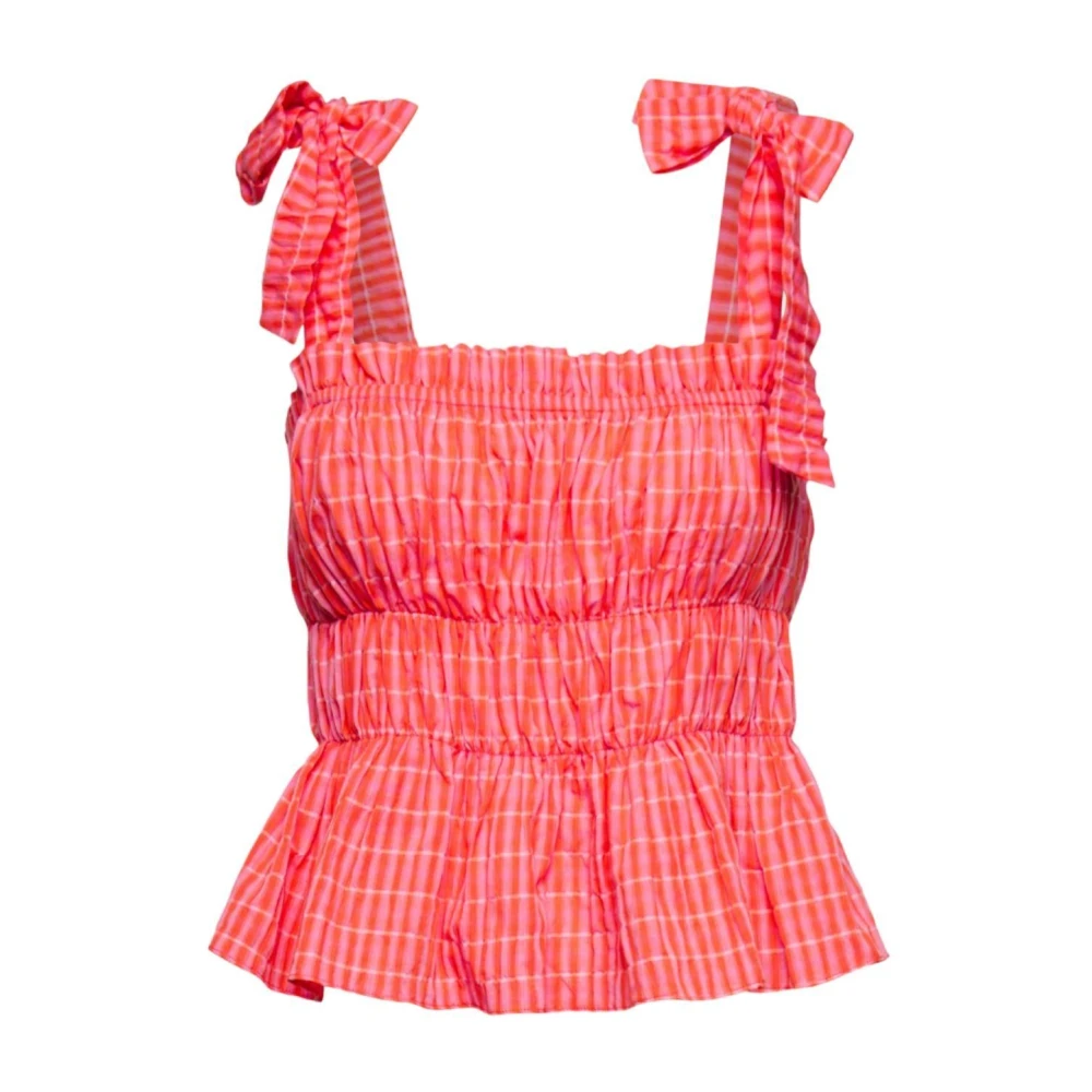 Naf Naf Pink Flowy Top With Pleats - Female - Sleeveless Tops - M - Tops