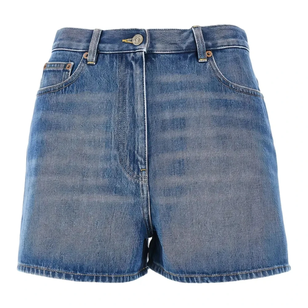 Valentino Blue Denim Shorts, Female, W25, Vgold Denim Shorts