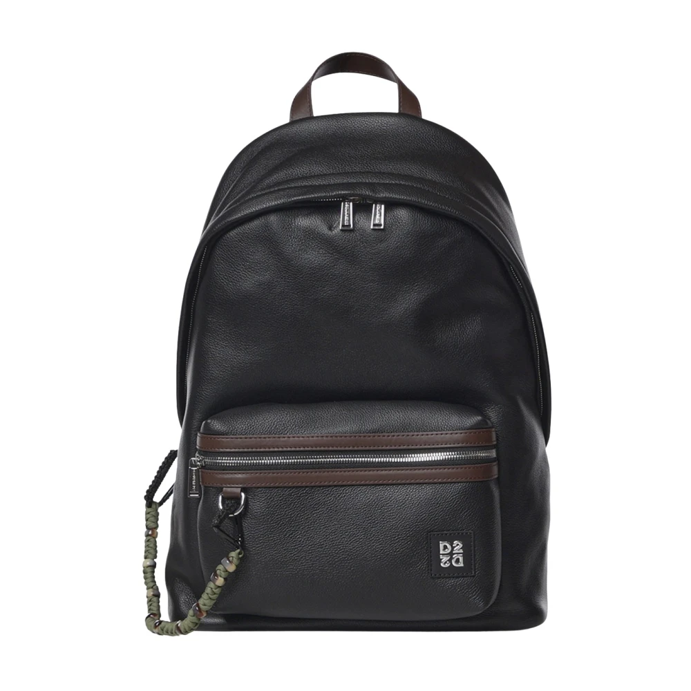 Dsquared2 Leather Backpack With Logo - Male - Backpacks - Black - One Size - Bags