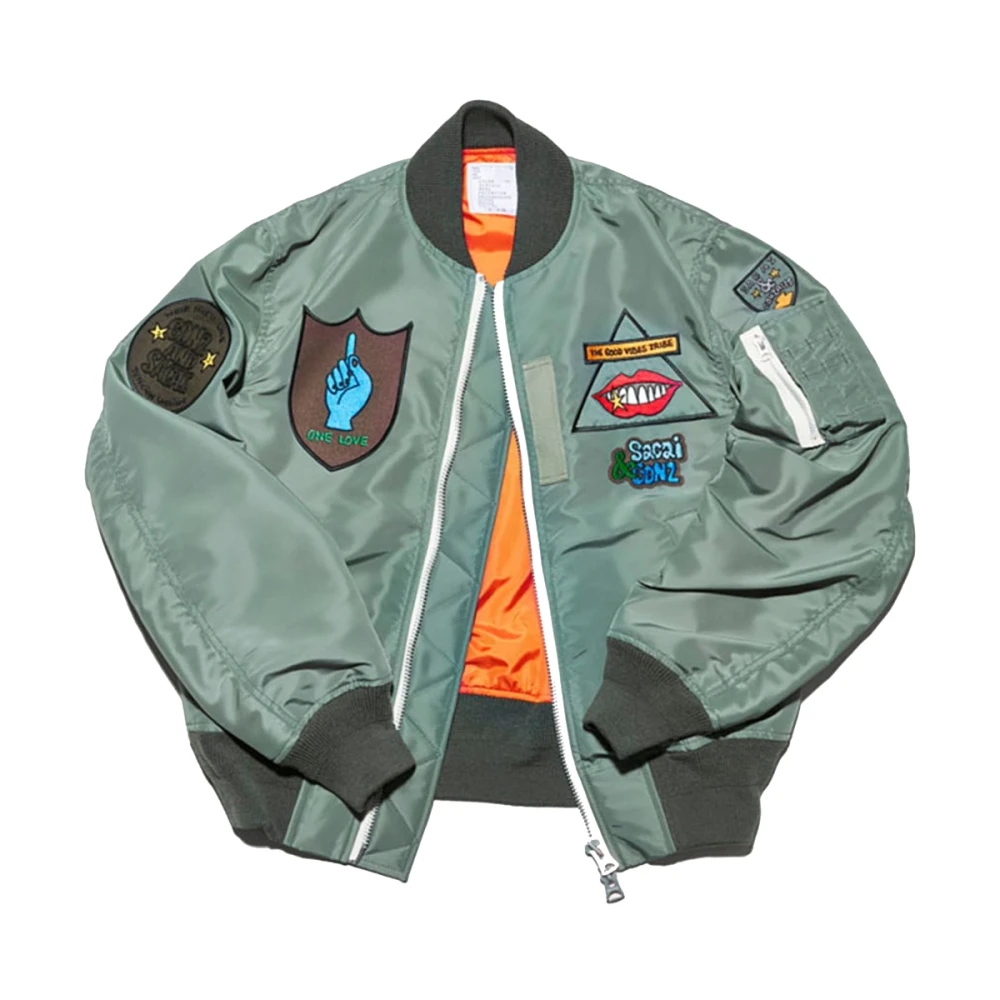 Sacai Gelaagde Khaki Bomberjack Green Heren