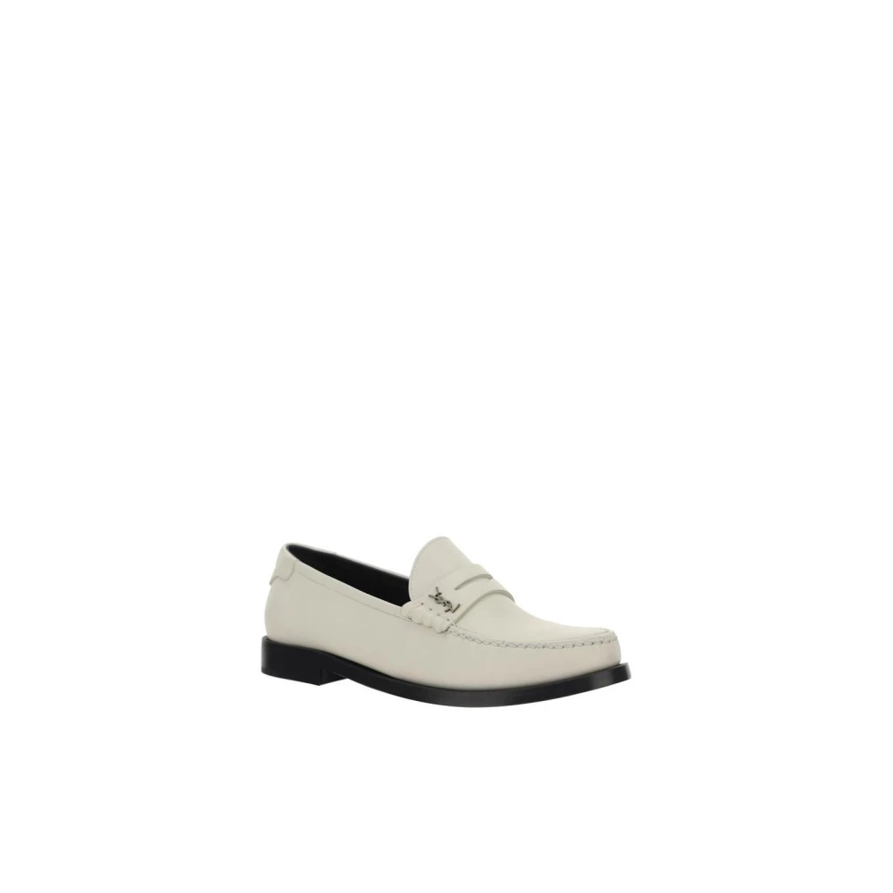 Saint Laurent Klassieke Leren Loafers Elegante Stijl White Dames