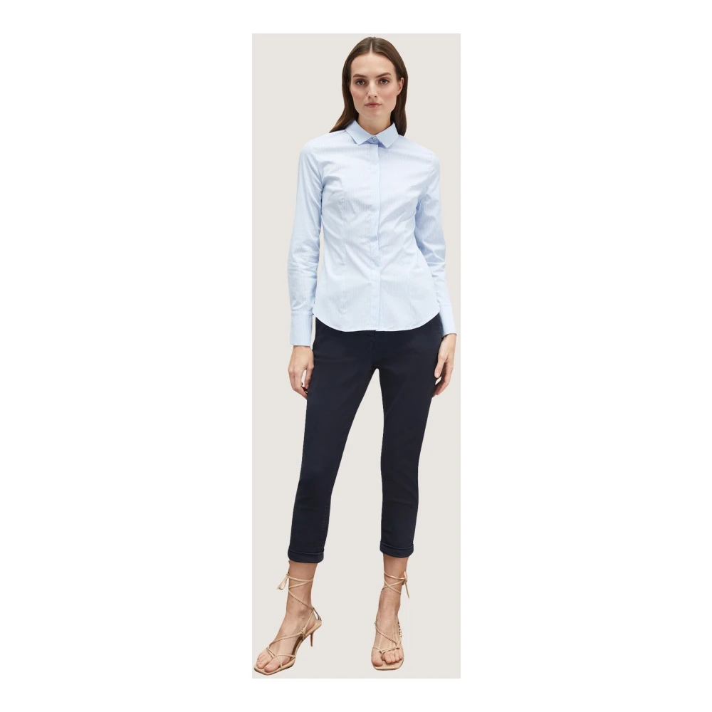 Motivi Gestreepte popeline overhemd Blue Dames