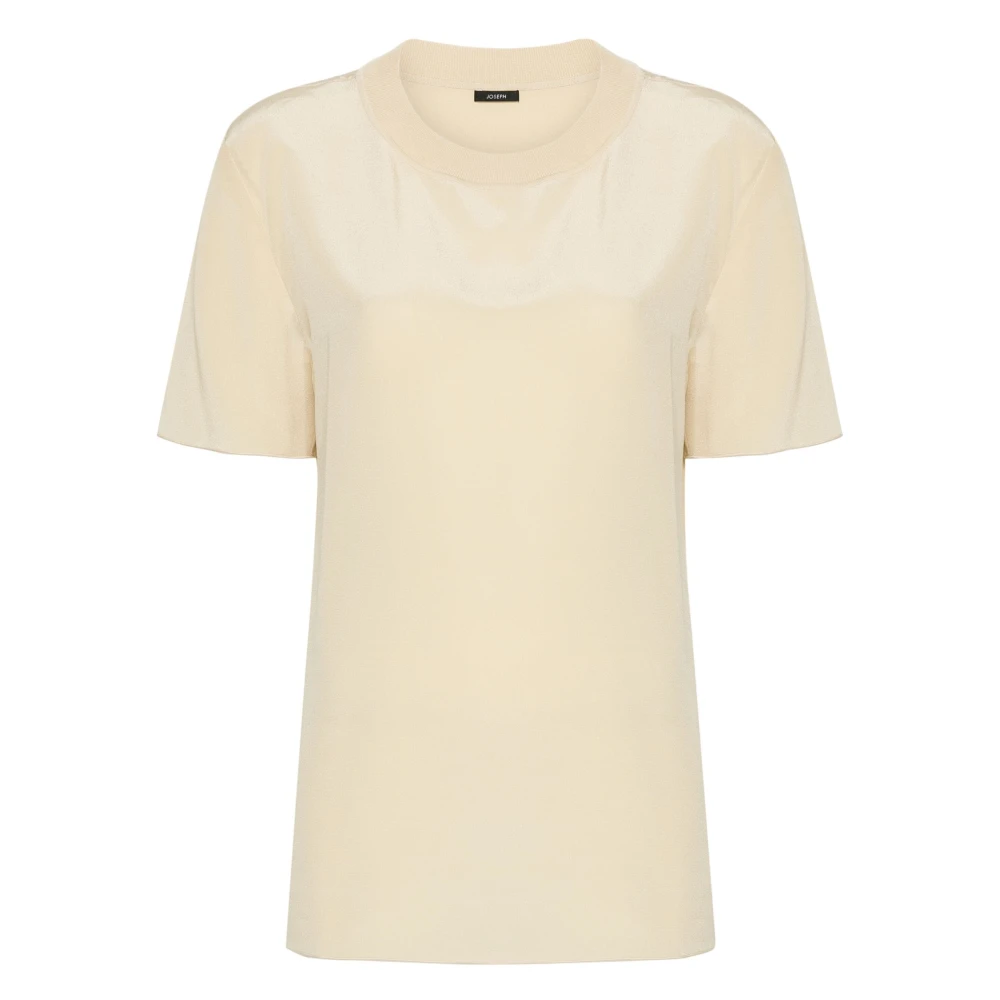 Joseph Vrouw Beige Tops Dames, S, Zijde Blouse Met Korte Mouwen