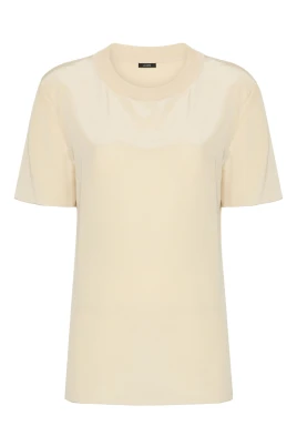 Silk Beige Kortärmad Blus