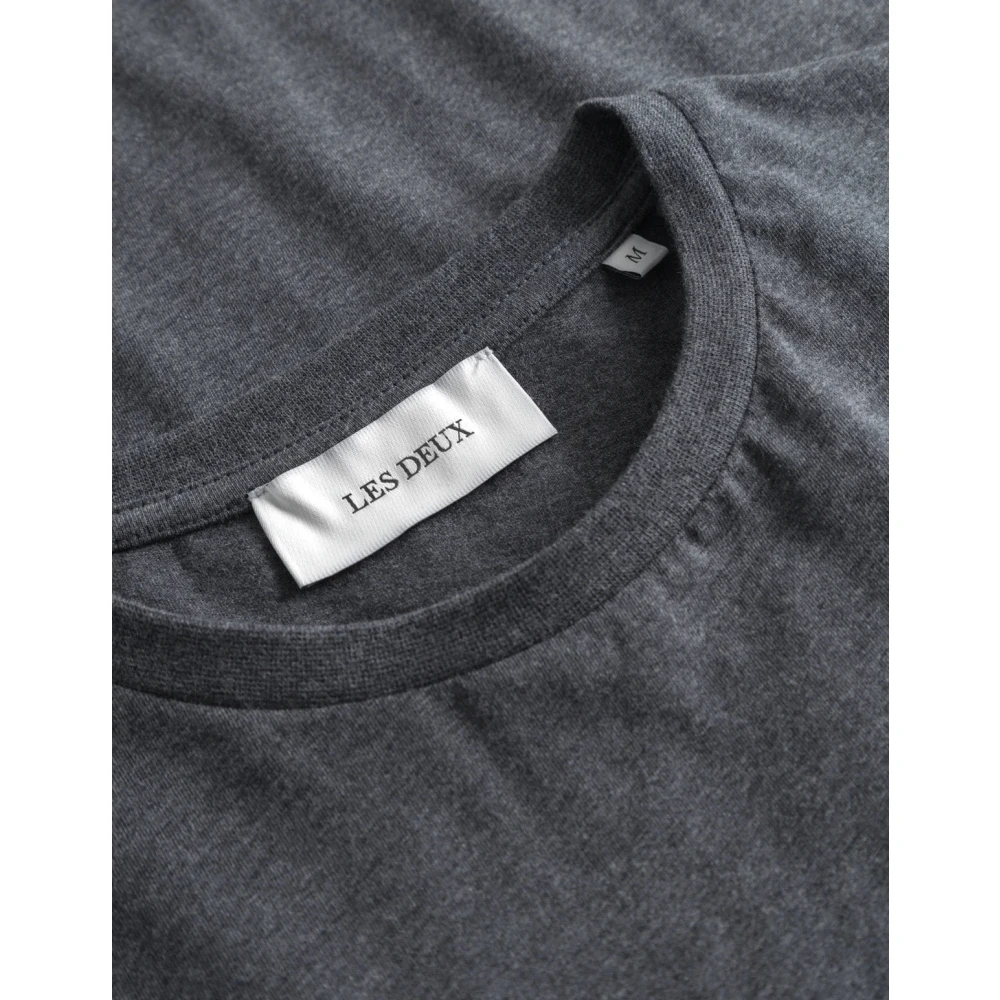 Les Deux Katoenen T-shirt met logopatch Gray Heren
