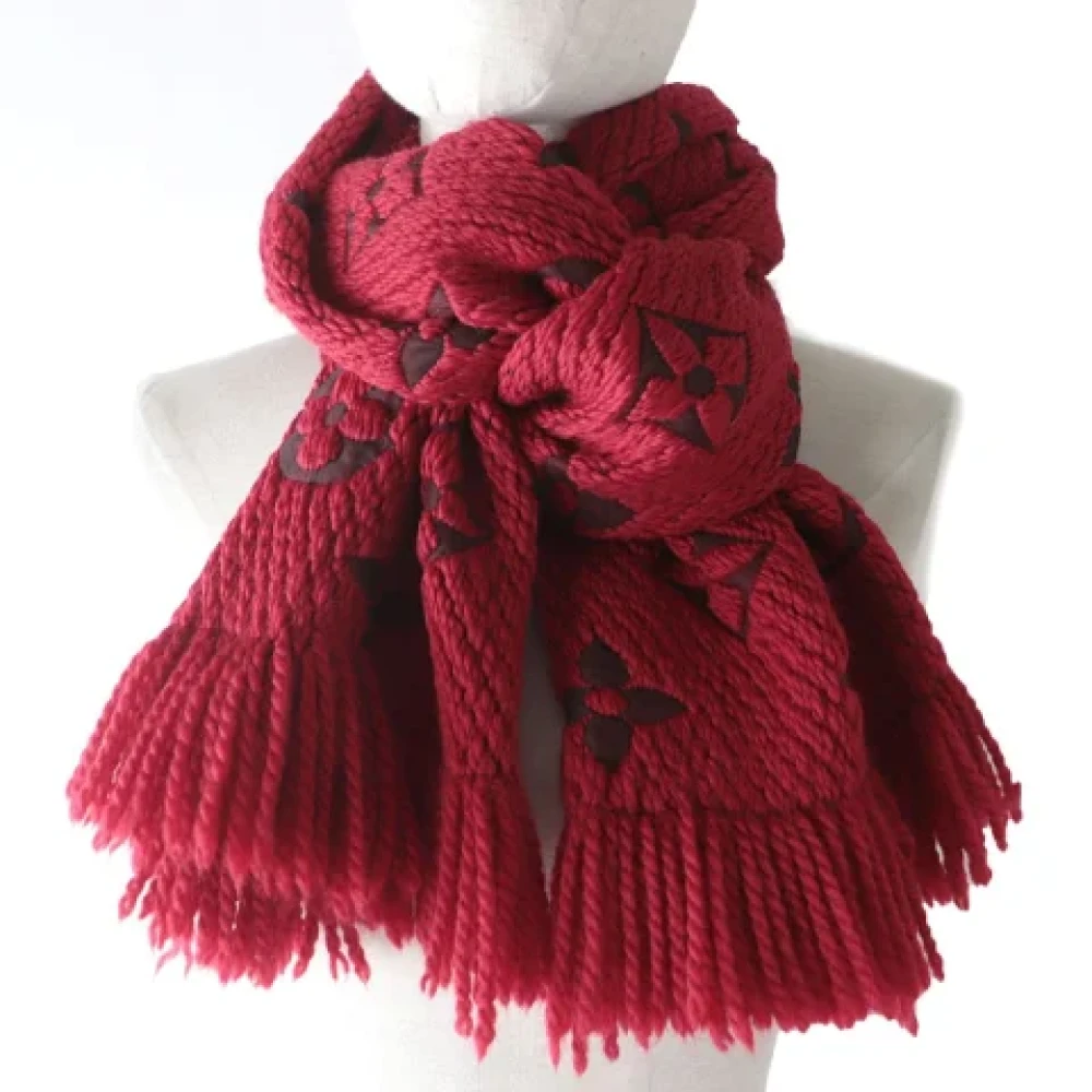 Louis Vuitton Vintage Pre-owned Wool scarves Red Dames