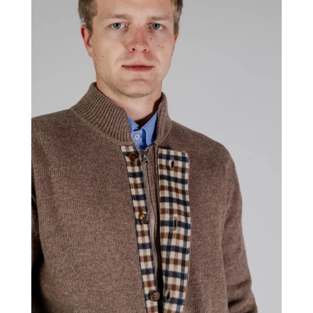 Aquascutum Wollen ritsvest met knopen Brown Heren
