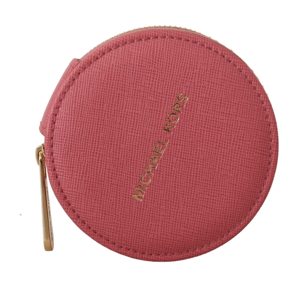 Michael Kors Pink Leather Zip Round Pouch Purse Storage Wallet Pink, Dam