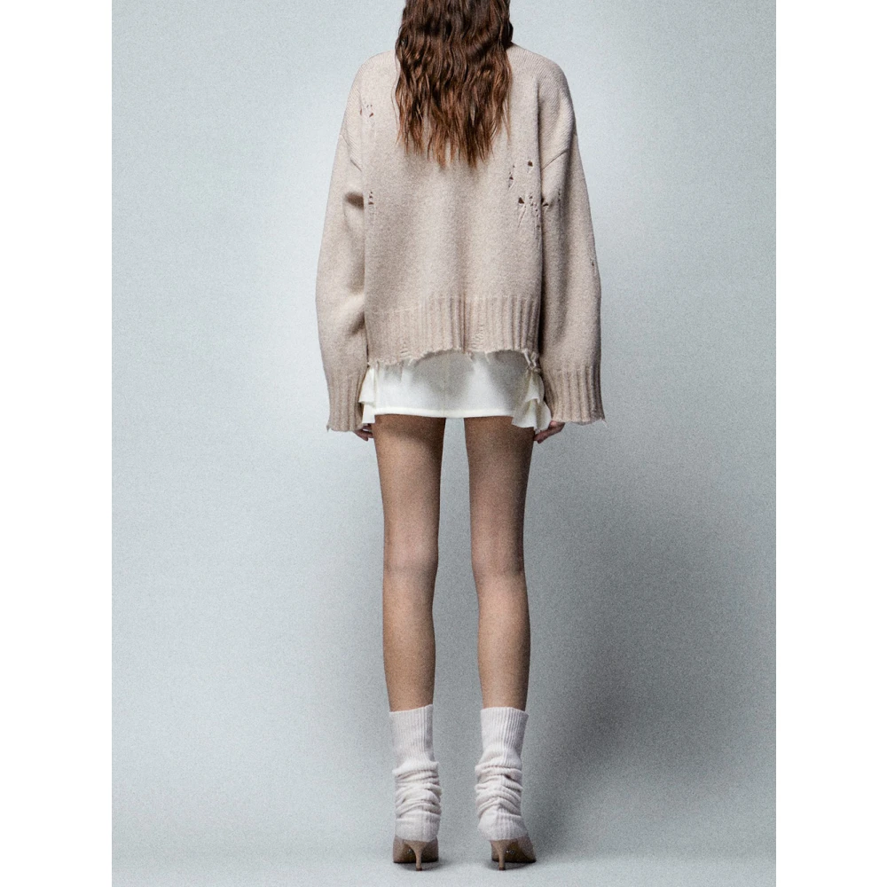 Aniye By Zachte hoge hals wollen trui Beige Dames
