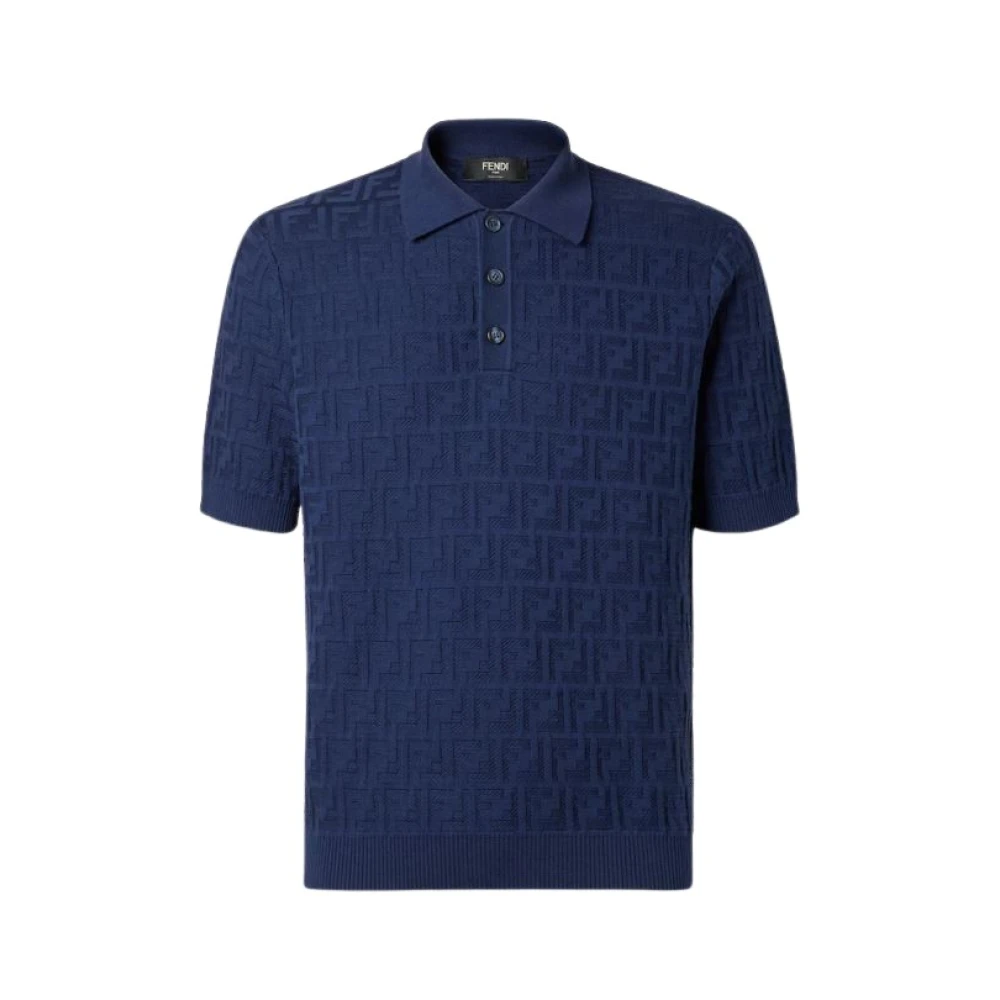 Fendi , Polo Shirts, Male, Blue, Xl, Polo Shirt