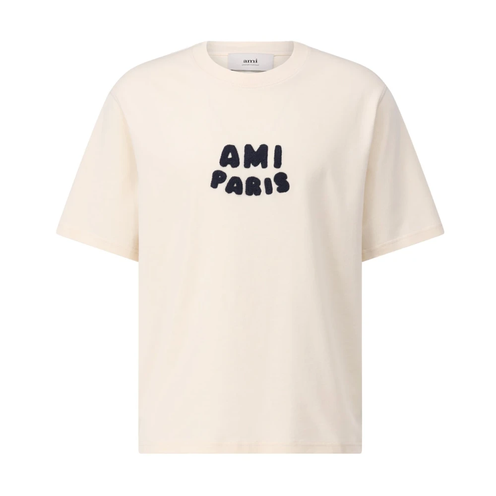 Ami Paris Oversize-T-shirt med broderi Beige, Herr