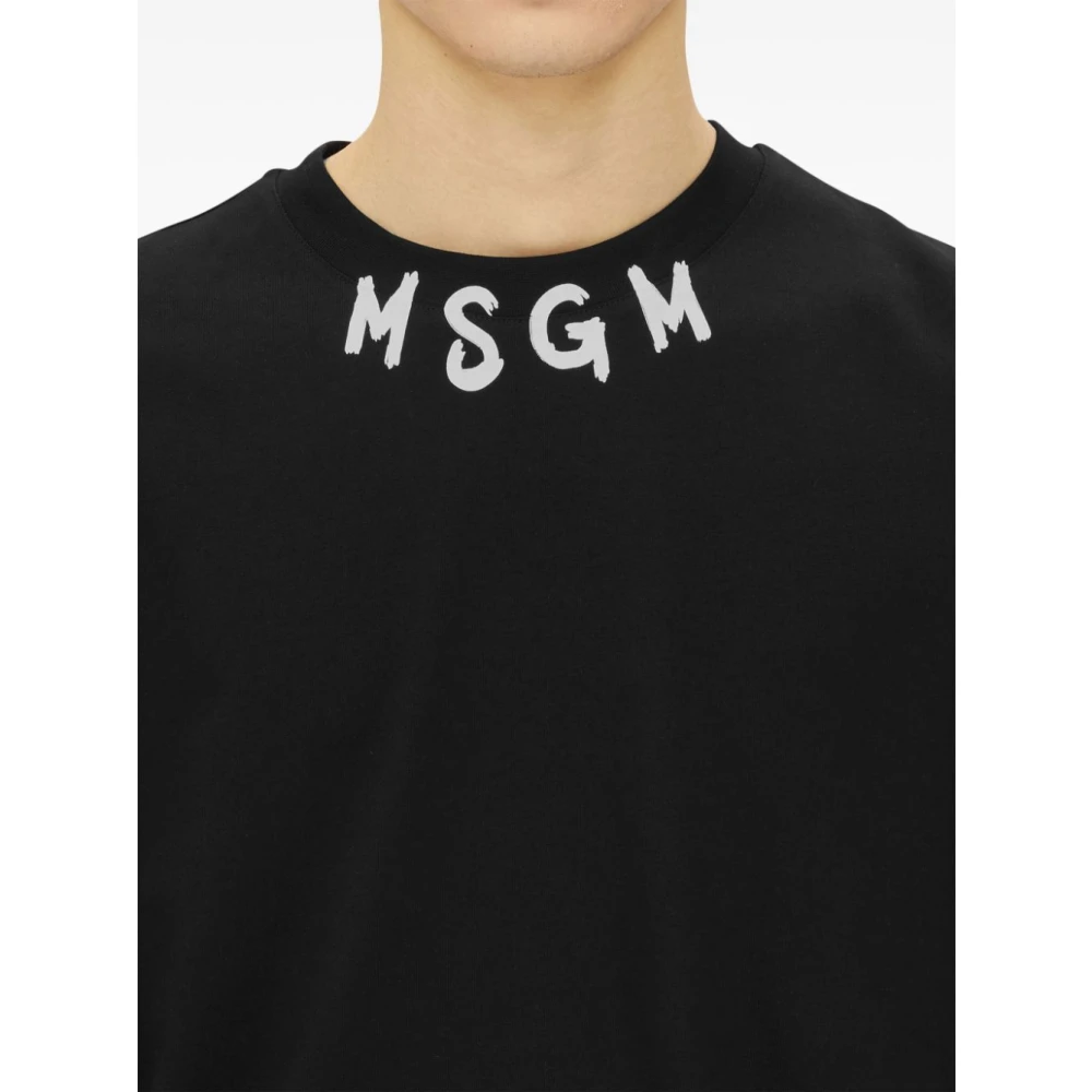 Msgm Katoenen T-shirt met uniek ontwerp White Heren