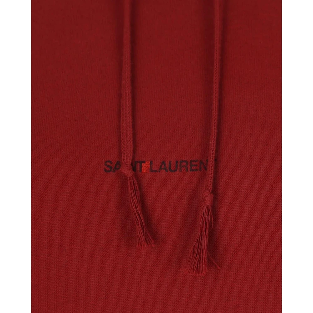 Saint Laurent Logo Hoodie van Katoenfleece Red Heren