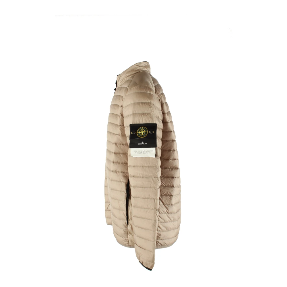 Stone Island Bruine donsjas met geweven kamers Brown Heren