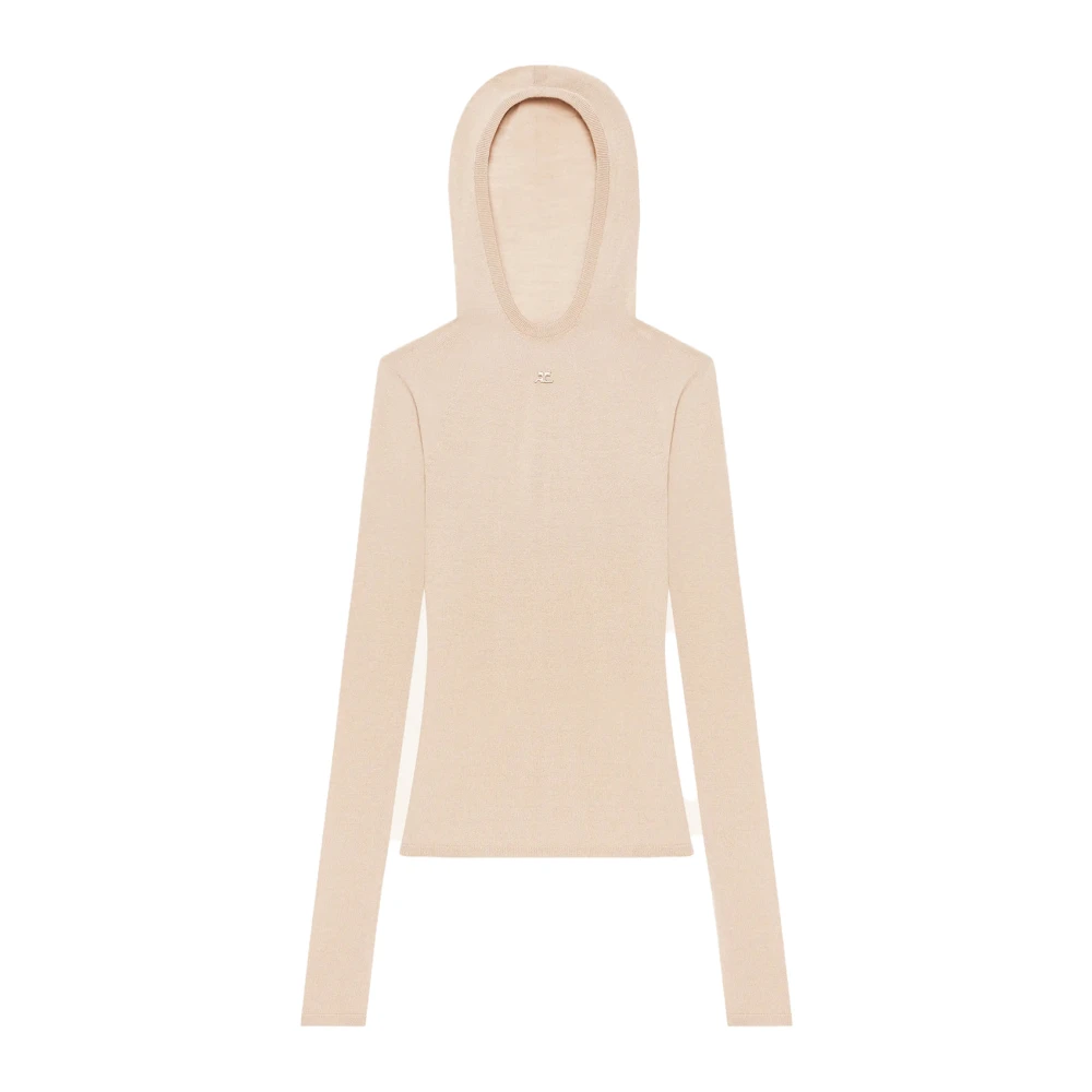 Courrèges Stickad 2nd Skin Hoodie Beige, Dam