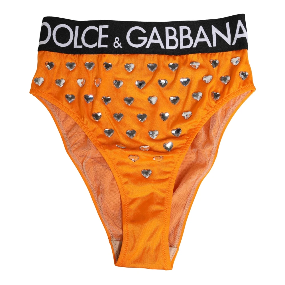 Dolce & Gabbana Donna Arancione - Crystal High Waist Brief - Underwear - S