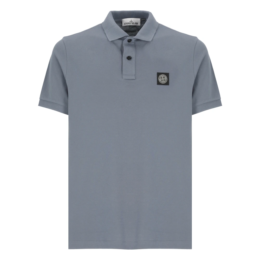 Stone Island Blauw Katoenen Poloshirt met Logopatch Blue Heren