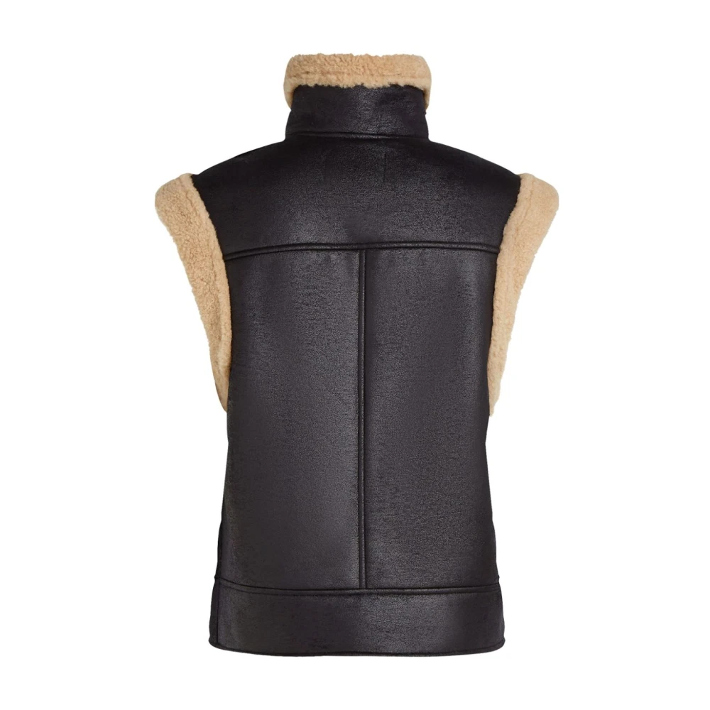 Karl Lagerfeld Zwart Vest Schaapskrullen Beige Voering Black Dames