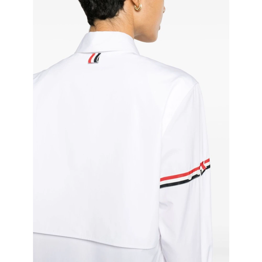 Thom Browne Witte Katoenen Jurk met RWB Streep White Dames