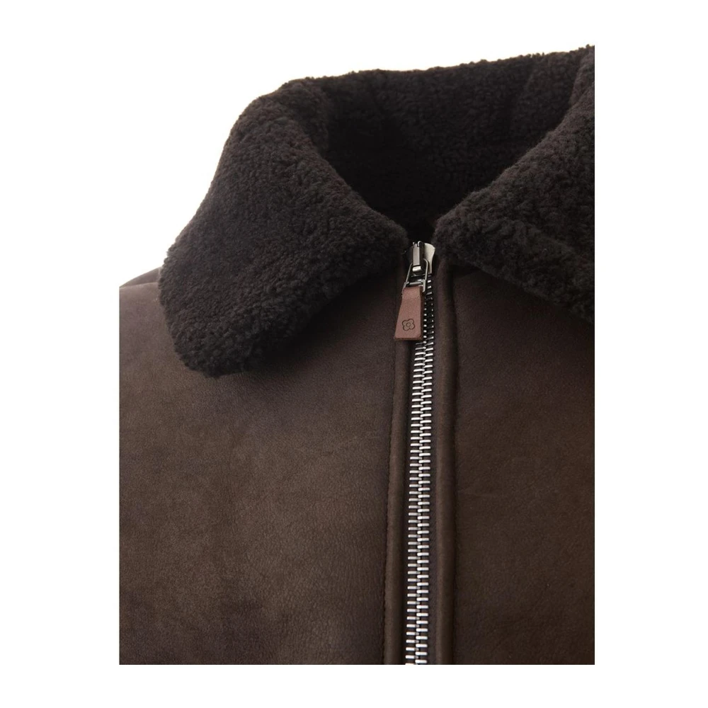 Lardini Bruine Montone Leren Jas voor Mannen Brown Heren