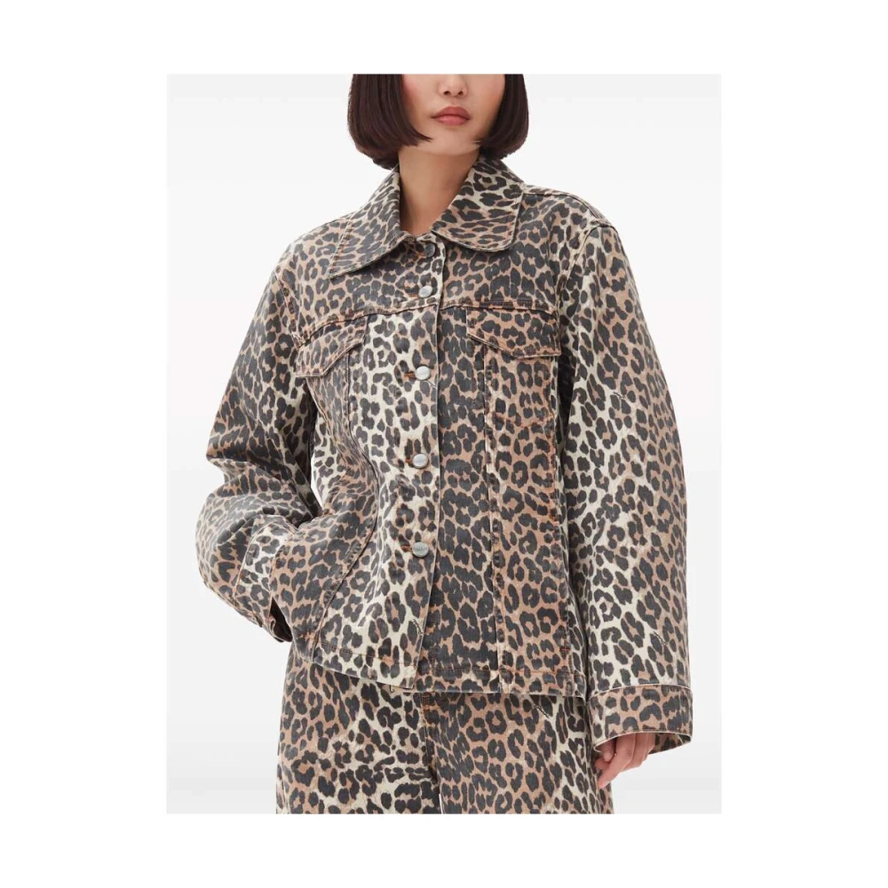 Ganni Dierenprint buitenkleding met zakken Brown Dames