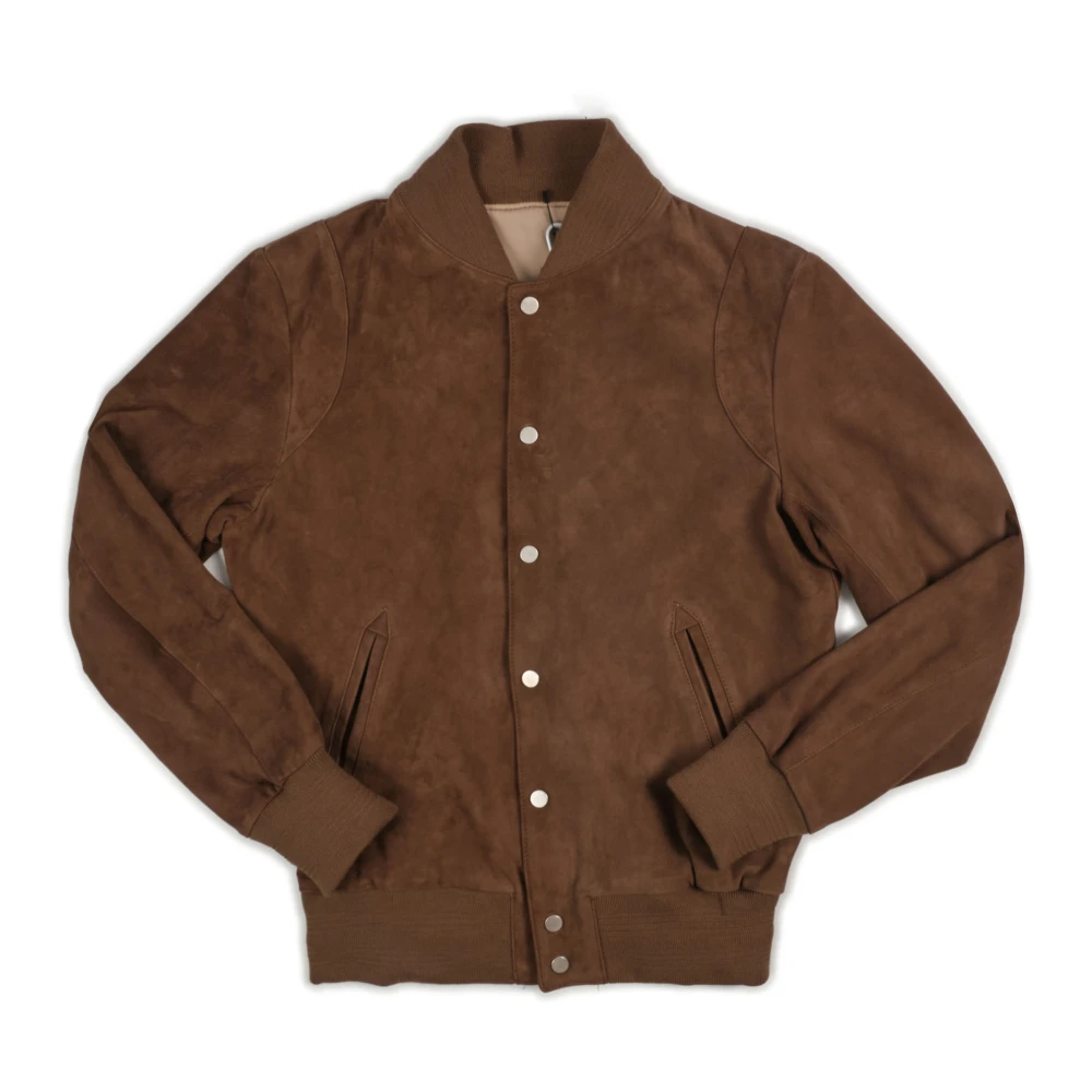 Dfour Uomo Marrone - Bomber In Poliestere Con Bottoni In Camoscio - Jackets - S