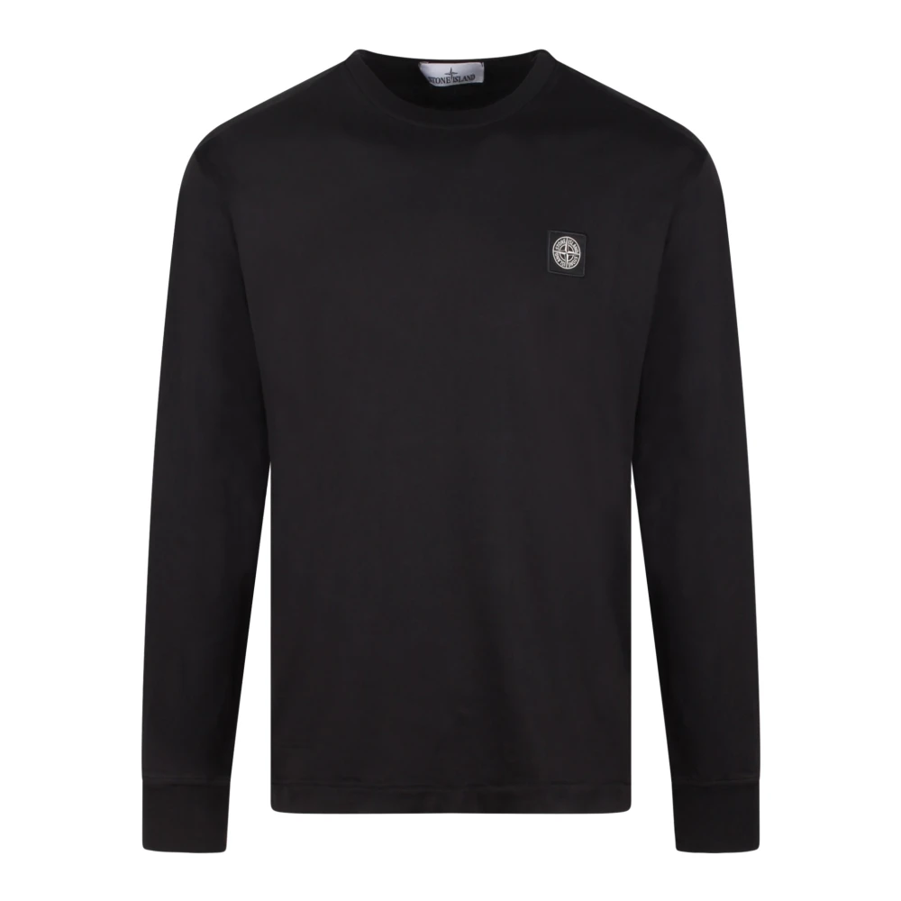 Stone Island Katoenen Longsleeve T-Shirt Fw24 Black Heren