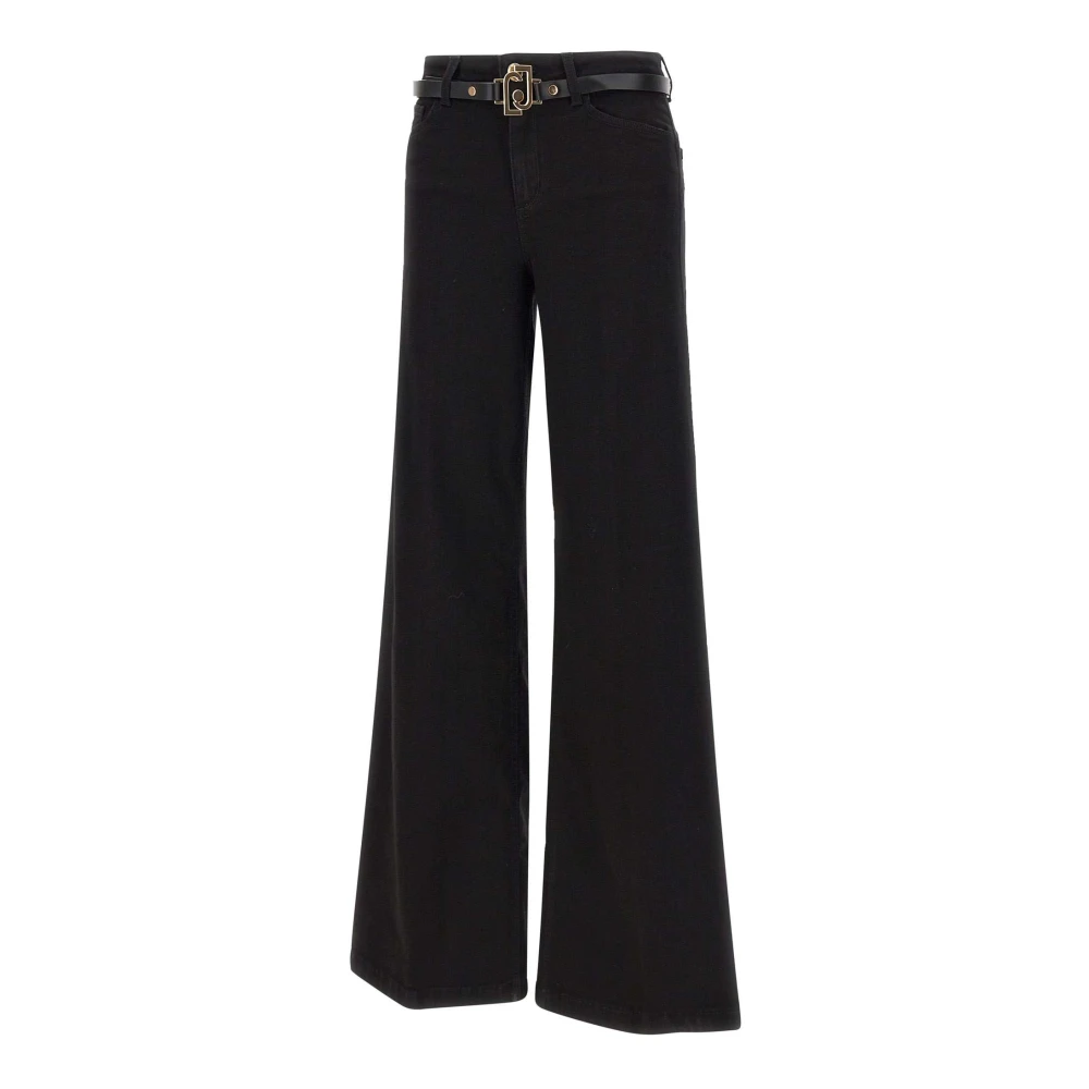 Liu Jo Zwarte Flare Riem Hoge Taille Jeans Black Dames