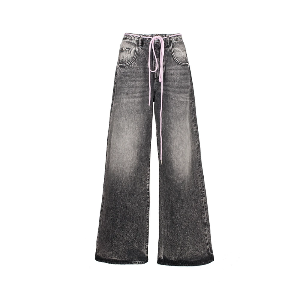 Icon Denim Zwarte Wijde Jeans met Zakken Black Dames