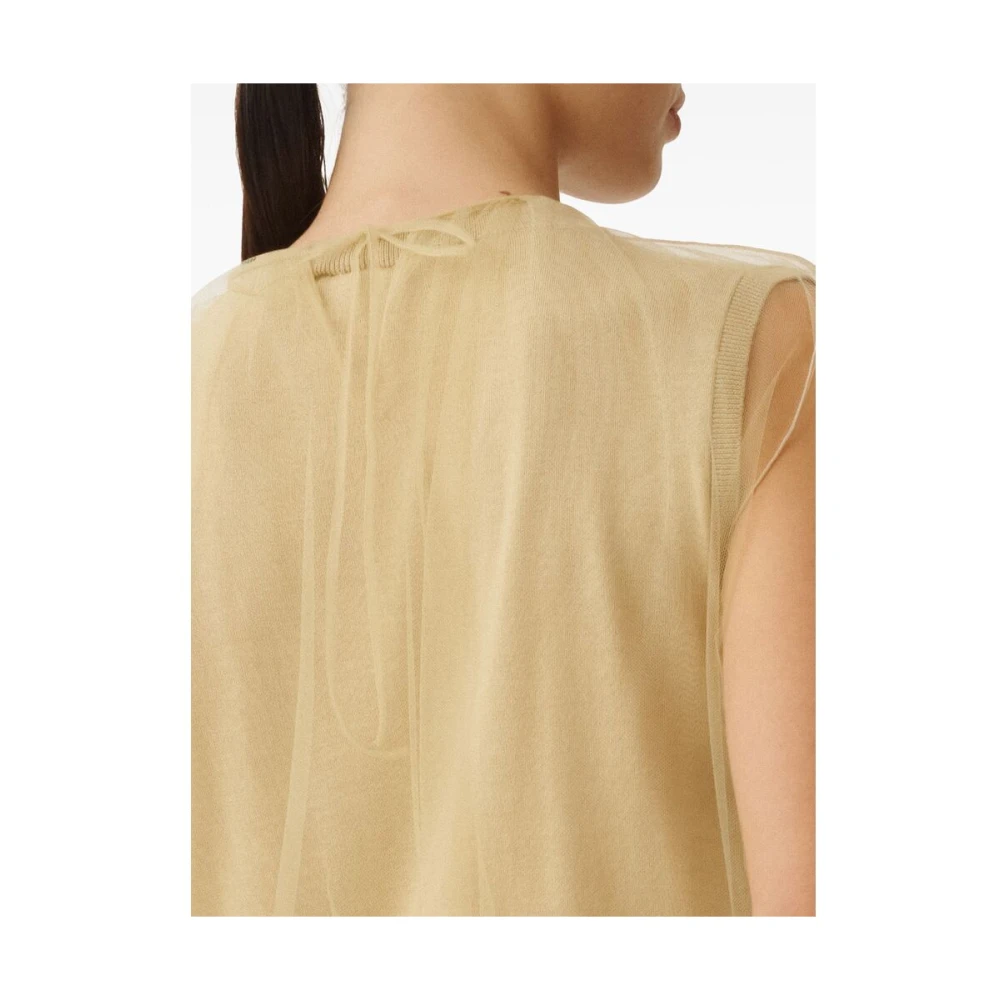 Fabiana Filippi Goudkleurige Crew Neck Mouwloze Sweater Beige Dames