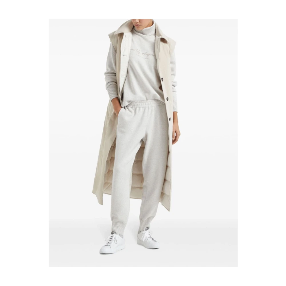 BRUNELLO CUCINELLI Beige Mouwloze Trenchcoat met Donsvulling Beige Dames