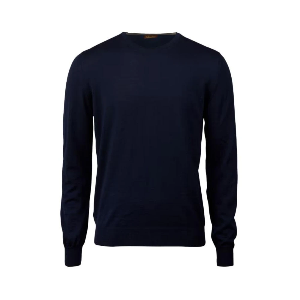 Stenströms Merino Crew Neck Sweater Blue Heren