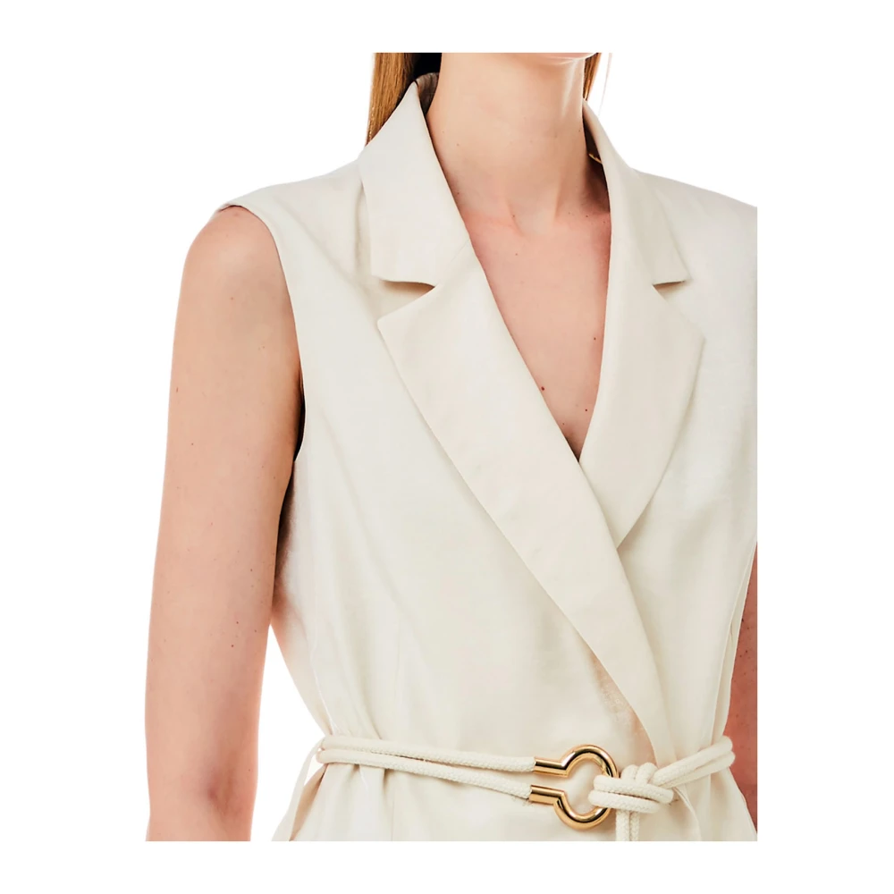 Liu Jo Lang Viscose Sweater Vest Beige Dames