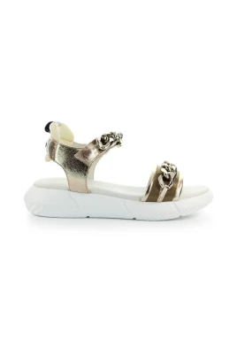 Gyllene Läder Sandaler