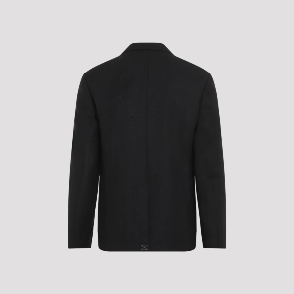 Dries Van Noten Klassieke Zwarte Wollen Jas Black Heren