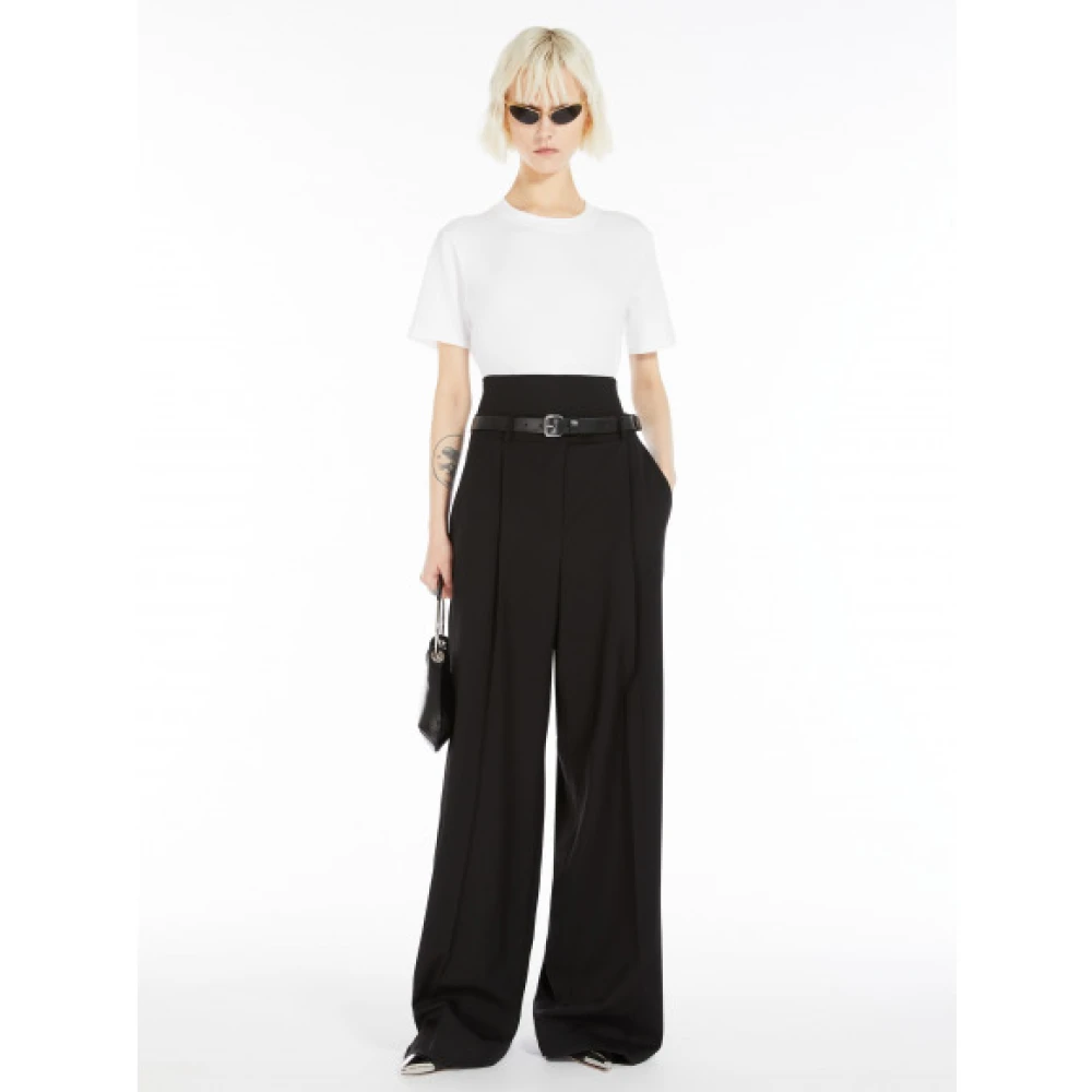 Max Mara Geribbelde crew neck jersey T-shirt White Dames