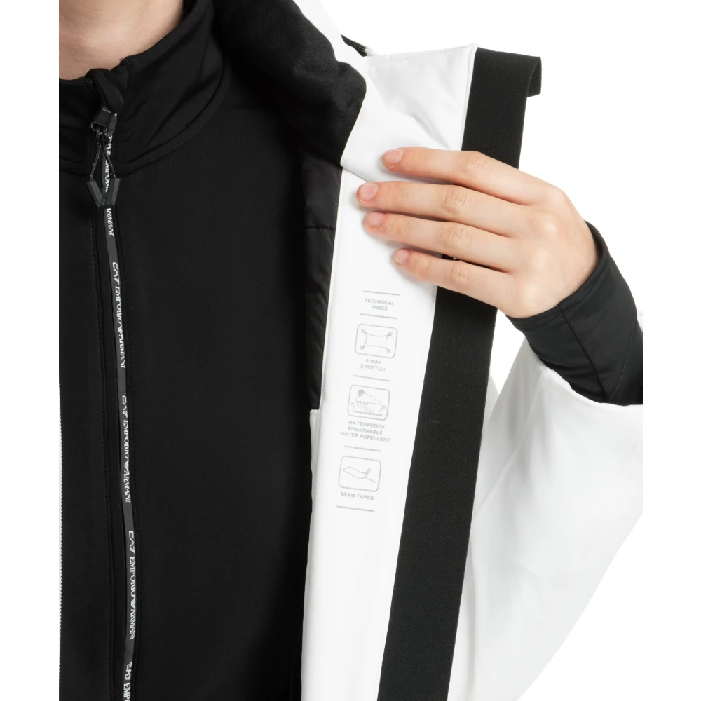 Emporio Armani EA7 7 Ski Jas met Capuchon en Logo White Dames
