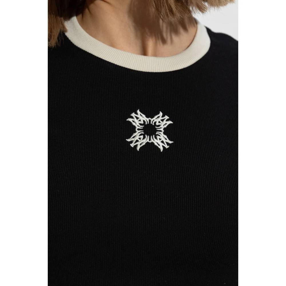 Amiri Rib gebreide top met geborduurd logo Black Dames