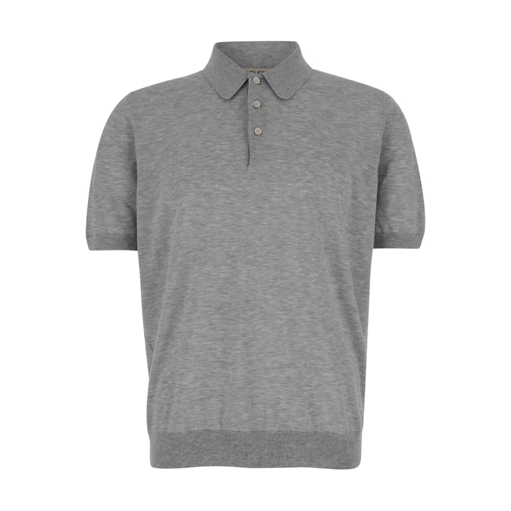 La Fileria Grijze Crepe Gebreide Polo Gray Heren