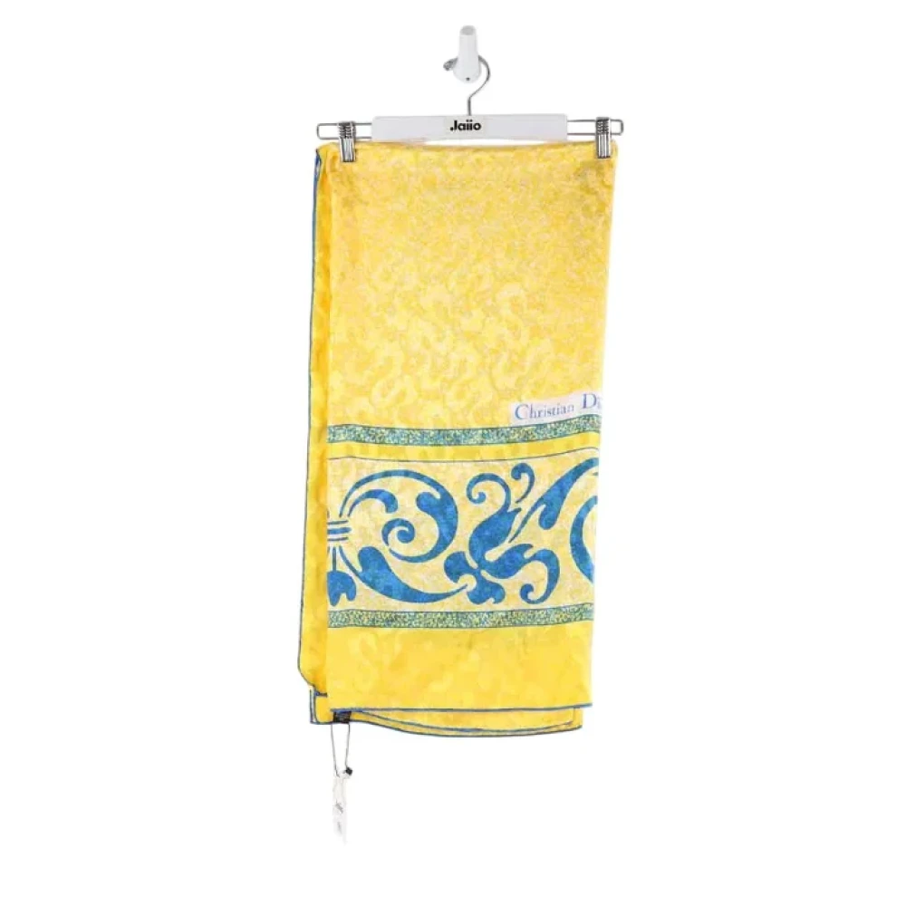 Dior Vintage Pre-owned Silk scarves Yellow Dames