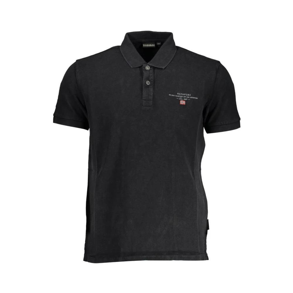 Napapijri Men's Black Classic Embroidered Polo Shirt