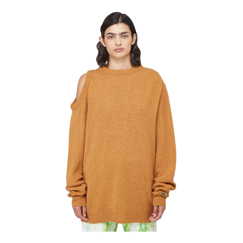 Aries Women's Orange Modern Cut-Out Jumper - Round-Neck Knitwear - L - Knitwear