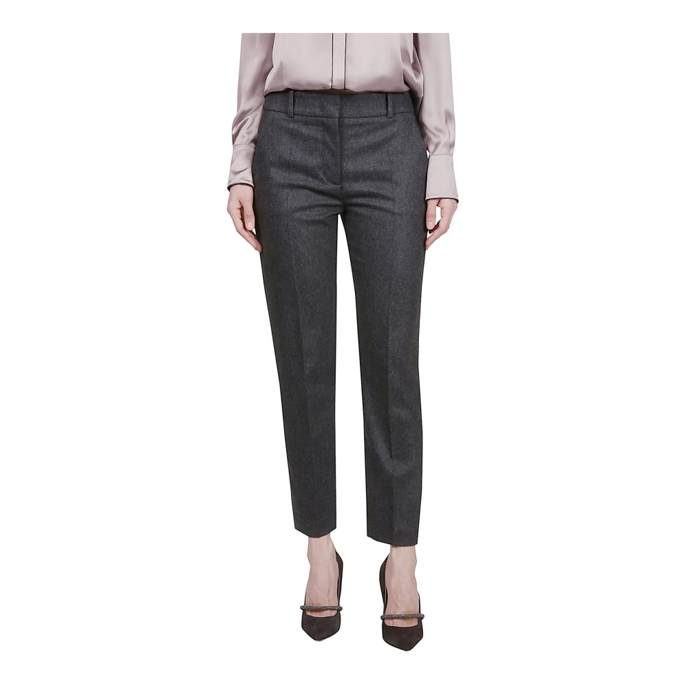 Eleventy Slimme Kasjmier Wollen Broek Rechte Pijp Gray Dames